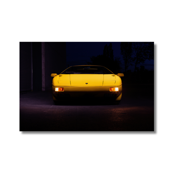 Lamborghini Diablo VT wall art UAE showcasing sleek design and iconic 90s supercar aesthetics in high-gloss finish.