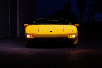 Lamborghini Diablo VT wall art UAE showcasing iconic 90s supercar in sleek yellow color.
